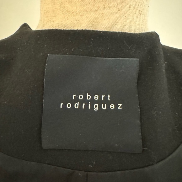 Robert Rodriquez black collarless blazer with leather sleeves - Picture 6 of 6
